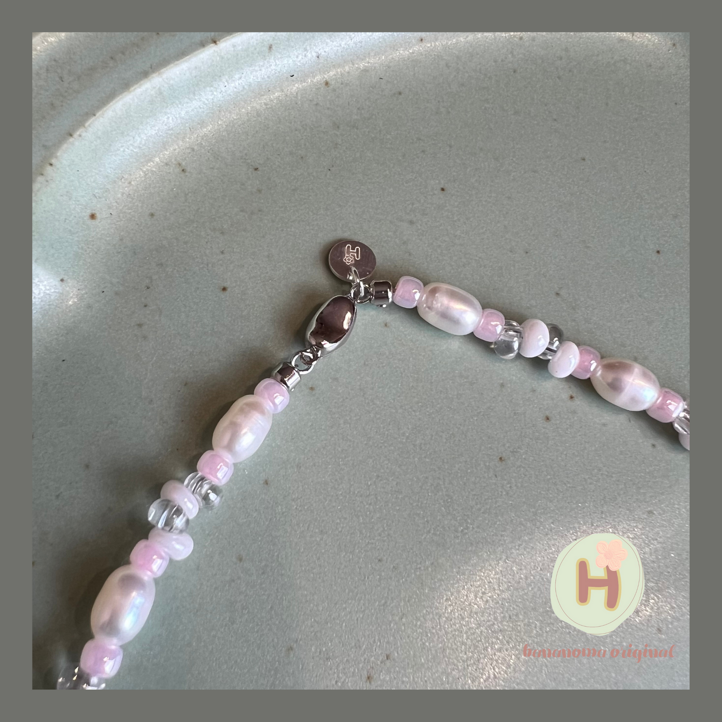 Colorful ice pop natural pearl Necklace (Pink)