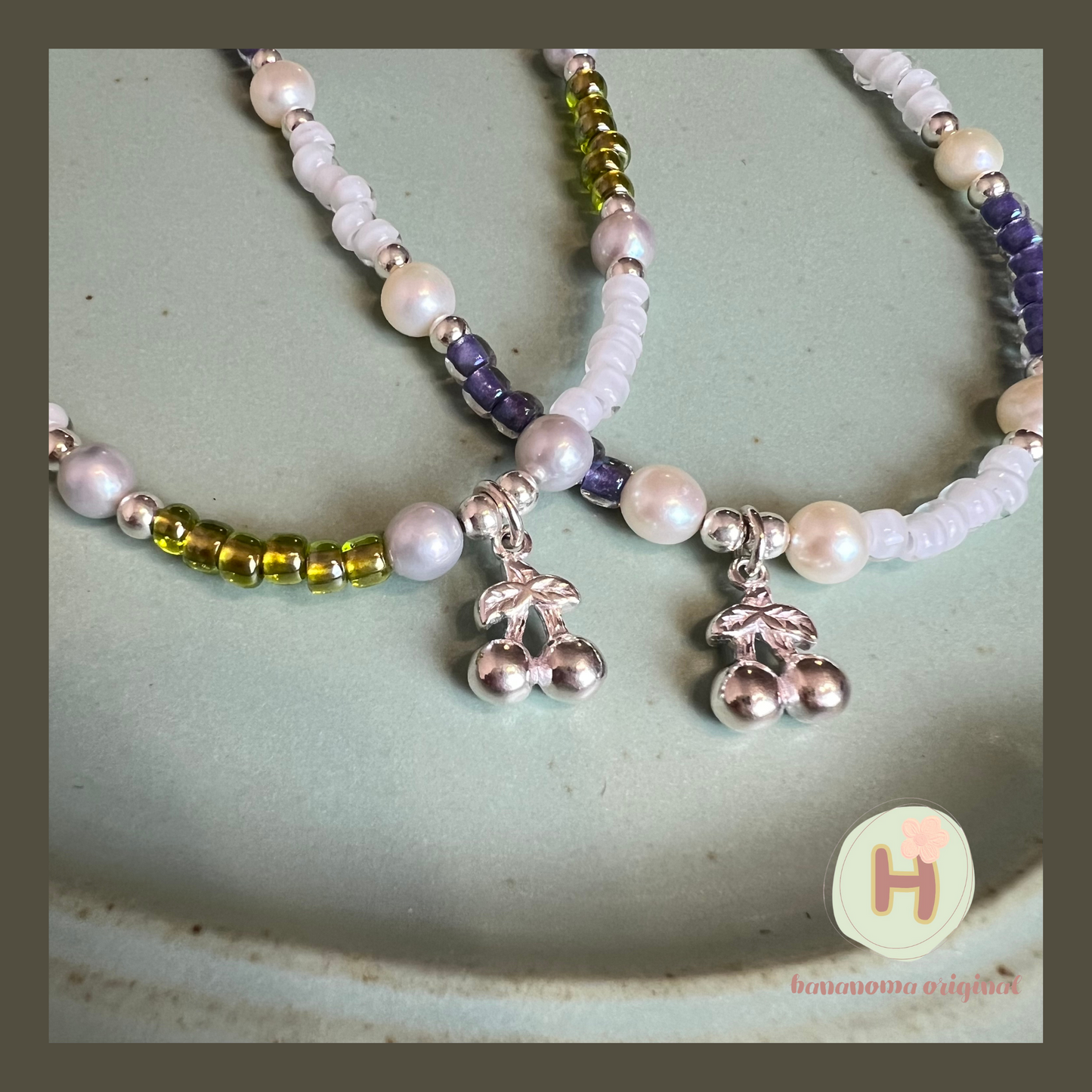 Silver cherry Pop rocks Natural pearl Necklace (Purple)